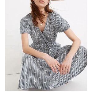 Madewell gingham check midi dress, size M